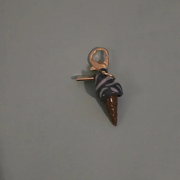 Tiny Ice cream Cone Bag Charm Zipper Pull Replacement/  Embellishment NEW - Picture 3 of 5